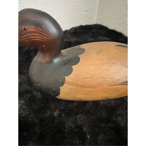 Vintage Tom Taber Wood Duck Decoy Wooden Carved Painted Signed - Picture 3 of 12
